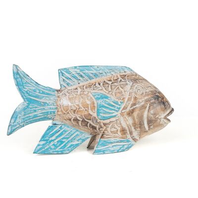 NATURAL WOOD/TURQUOISE FISH HM47595