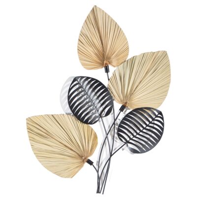 NATURAL/METAL LEAVES WALL PLATE 6X58X89CM HM827