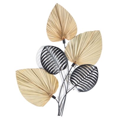 NATURAL/METAL LEAVES WALL PLATE HM827