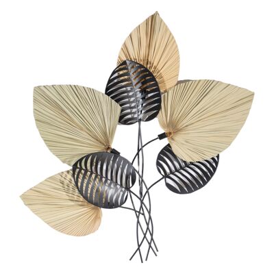 NATURAL/METAL LEAVES WALL PLATE 8X77X94CM HM828