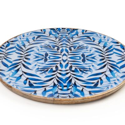 REDDO PLATE. BLUE LACQUERED WOOD 30X30X2CM HM243