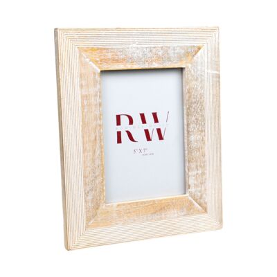 NATURAL WOOD/WHITE PHOTO FRAME 13X2X18CM HM30713