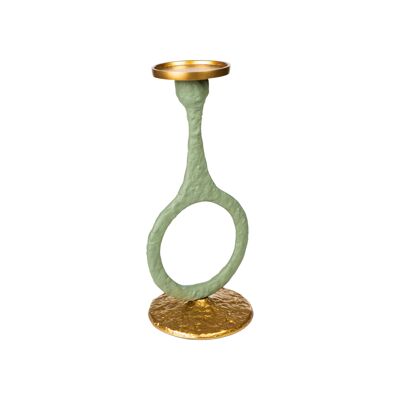 GREEN/GOLD ALUMINUM CIRCLE CANDLE HOLDER 15X14X31CM HM33734