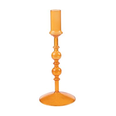 GLASS CANDLE HOLDER 2 ORANGE BALLS HM843833