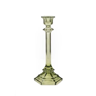 GREEN GLASS CANDLE HOLDER 10X10X24CM HM843850