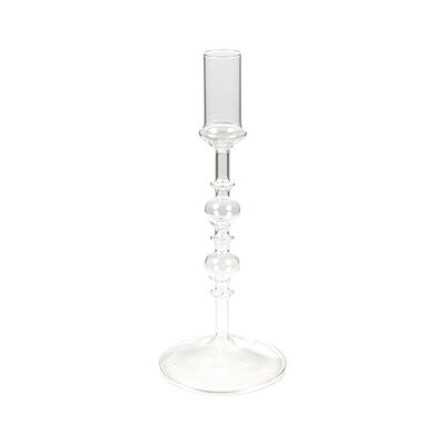 GLASS CANDLE HOLDER 2 TRANSPARENT BALLS HM843831