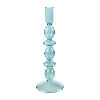 GLASS CANDLE HOLDER 3 BLUE BALLS 9X9X27CM HM843830