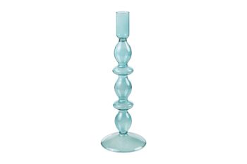 BOUGEOIR EN VERRE 3 BOULES BLEUES HM843830