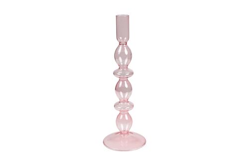 PORTAVELA VIDRIO 3 BOLAS ROSA 9X9X27CM HM843827