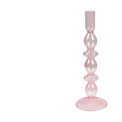 GLASS CANDLE HOLDER 3 PINK BALLS HM843827