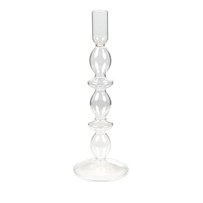 BOUGEOIR EN VERRE 3 BOULES TRANSPARENTES HM843826