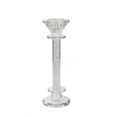 GLASS CANDLE HOLDER WITH SILVER STONE HM843611