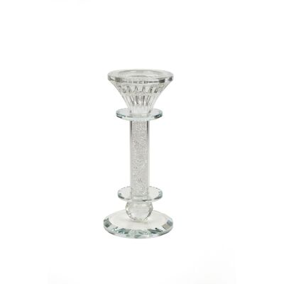 GLASS CANDLE HOLDER WITH SILVER STONE HM843613