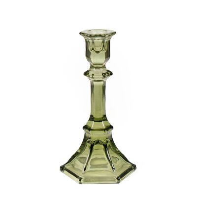 GREEN GLASS CANDLE HOLDER 9X9X20CM HM843849