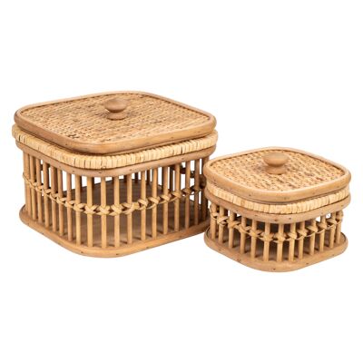 SET 2 CAJAS RATTAN/MADERA HM832000