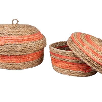 JEU DE 2 BOITES ROUGES. FIBRES NATURELLES ROUGE 34X34X14CM HM843739