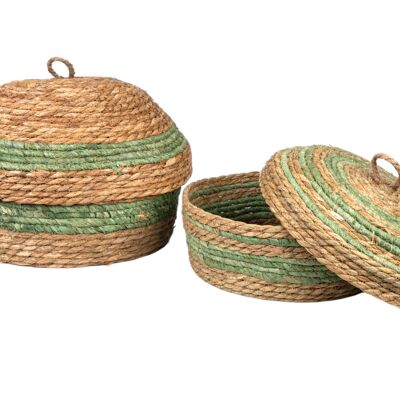 SET 2 RED BOXES. NATURAL GREEN FIBERS HM843738