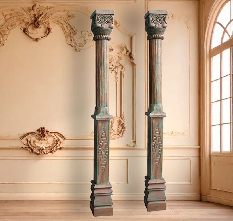 SET 2 COLUMNAS MADERA RECICLADA HM1817