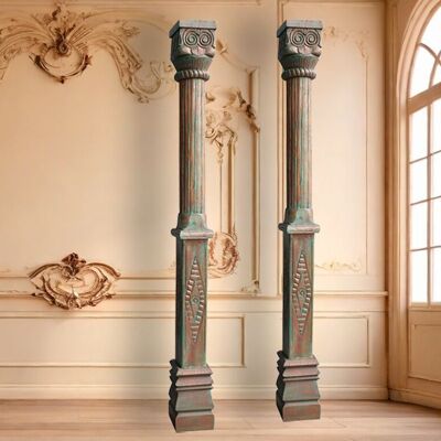 SET 2 RECYCLED WOOD COLUMNS 22X22X215CM HM1817