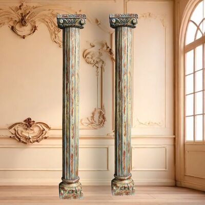 SET OF 2 RECYCLED WOOD COLUMNS HM1818