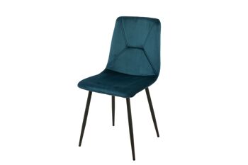 CHAISE REMBOURRÉE BLEU PIEDS MÉTAL 55X45X89CM HM1212 1