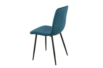 CHAISE REMBOURRÉE BLEU PIEDS MÉTAL 55X45X89CM HM1212 4