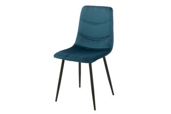 CHAISE REMBOURRÉE BLEU PIEDS MÉTAL 55X45X89CM HM1216 1