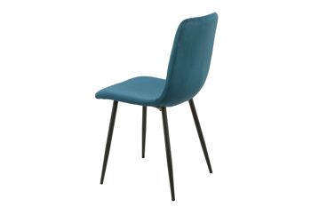 CHAISE REMBOURRÉE BLEU PIEDS MÉTAL 55X45X89CM HM1216 4