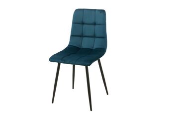 CHAISE REMBOURRÉE BLEU PIEDS MÉTAL 55X45X89CM HM124 1