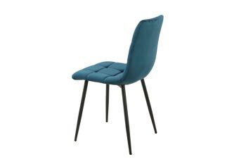 CHAISE REMBOURRÉE BLEU PIEDS MÉTAL 55X45X89CM HM124 4