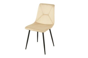 CHAISE REMBOURRÉE BEIGE PIEDS MÉTAL 55X45X89CM HM1210 1