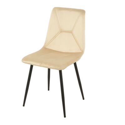 SILLA TAPIZADA BEIGE PATAS METAL HM1210