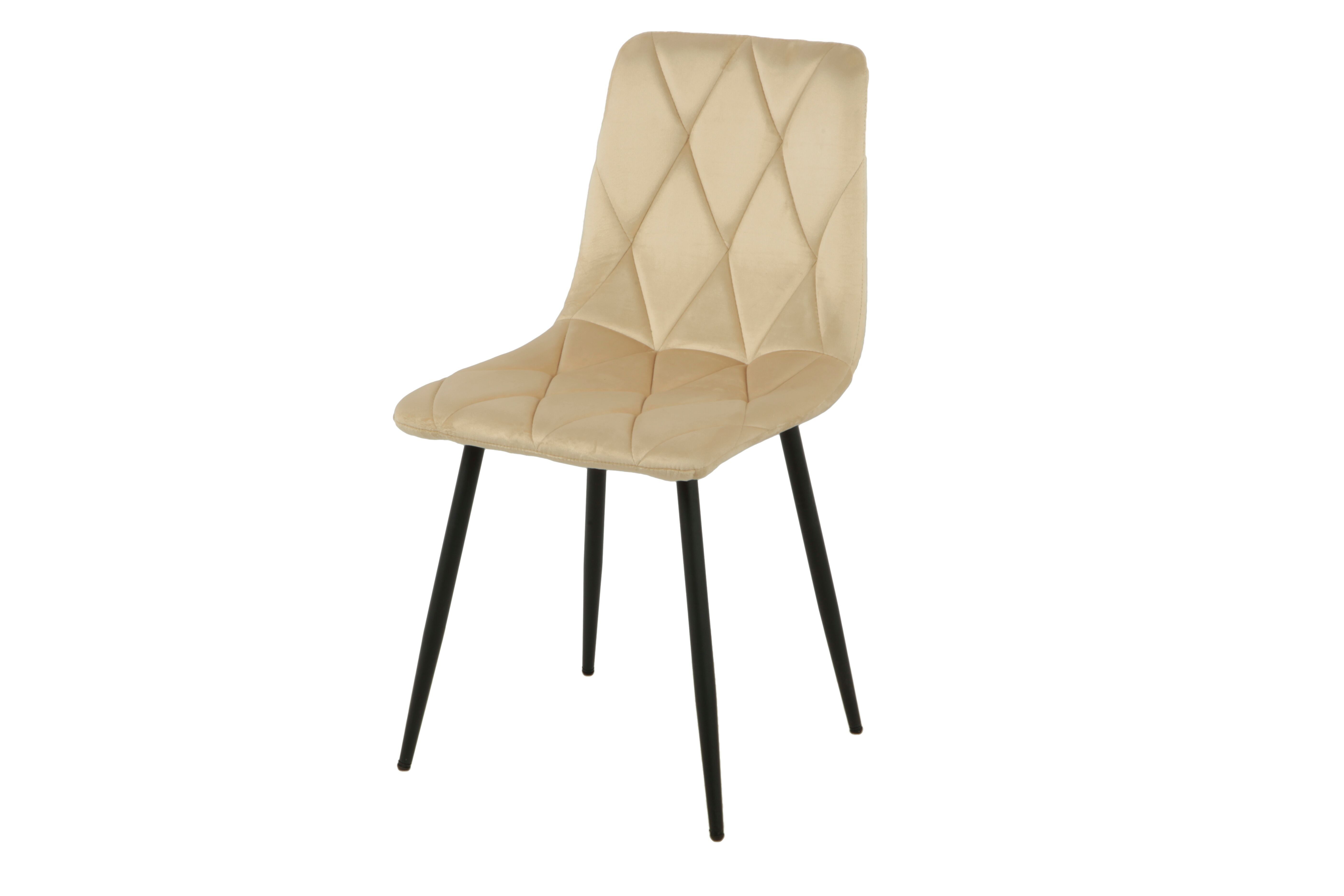 BEIGER GEPOLSTERTER STUHL MIT METALLBEINEN HM126