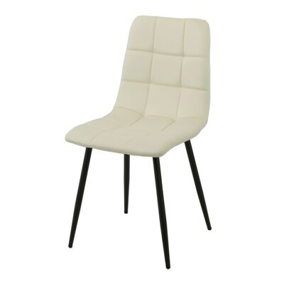 CHAISE REMBOURRÉE BLANCHE CASSÉE PIEDS MÉTAL 55X45X89CM HM121