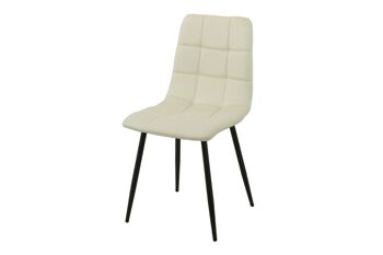 CHAISE REMBOURRÉE BLANCHE CASSÉE PIEDS MÉTAL 55X45X89CM HM121 1