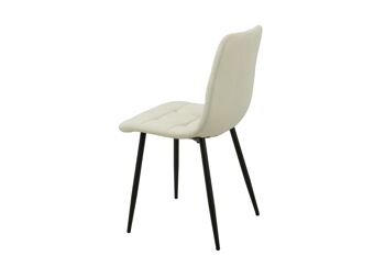 CHAISE REMBOURRÉE BLANCHE CASSÉE PIEDS MÉTAL HM121 4