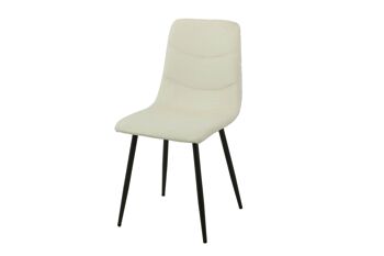 CHAISE REMBOURRÉE BLANCHE CASSÉE PIEDS MÉTAL 55X45X89CM HM1213 1