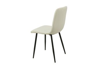 CHAISE REMBOURRÉE BLANCHE CASSÉE PIEDS MÉTAL 55X45X89CM HM1213 4