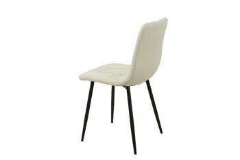 CHAISE REMBOURRÉE BLANCHE CASSÉE PIEDS MÉTAL 55X45X89CM HM125 4