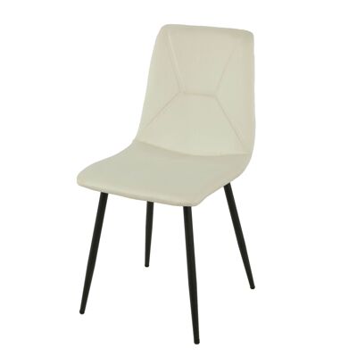 CHAISE REMBOURRÉE BLANCHE CASSÉE PIEDS MÉTAL 55X45X89CM HM129