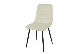 CHAISE REMBOURRÉE BLANCHE CASSÉE PIEDS MÉTAL 55X45X89CM HM129 1