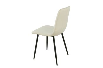 CHAISE REMBOURRÉE BLANCHE CASSÉE PIEDS MÉTAL 55X45X89CM HM129 4