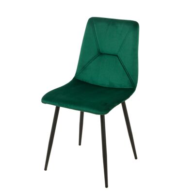 SILLA TAPIZADA VERDE PATAS METAL 55X45X89CM HM1211