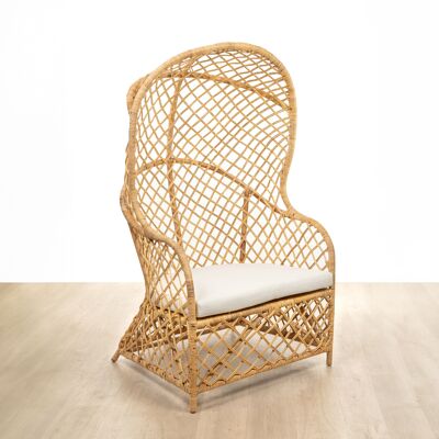 RATTAN ARMCHAIR WITH CUSHION 78X83X152CM HM47617