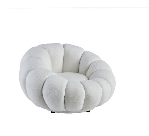 SILLON GIRATORIO TAPIZADO TEDDY  BLANCO 90X90X60CM HM1222