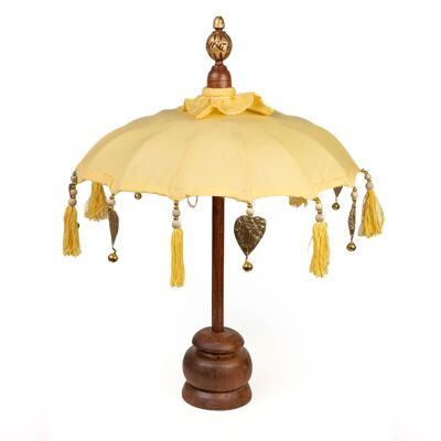 PARAPLUIE AVEC TABLE JAUNE EN SOP. BOIS 35X35X60CM HM47564