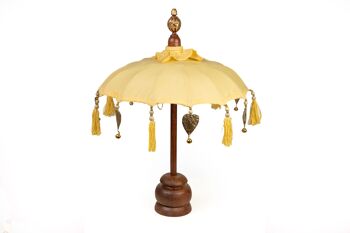 PARAPLUIE AVEC TABLE JAUNE EN SOP. BOIS 35X35X60CM HM47564 1