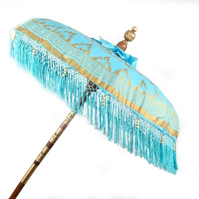 TURQUOISE PAINTED BALINESE UMBRELLA HM47558