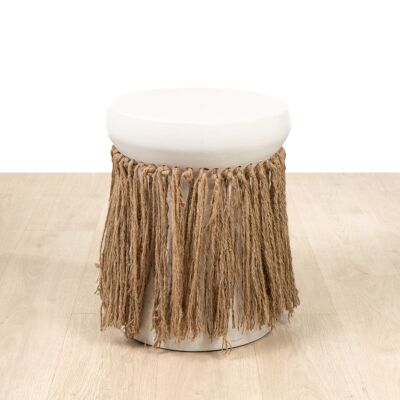 SGABELLO IN CERAMICA BIANCA CON FIBRE HM472482