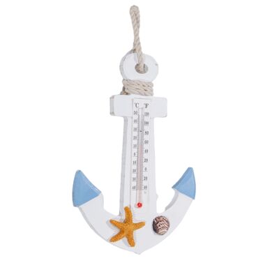 WOODEN ANCHOR THERMOMETER 16X2X23CM HM843540